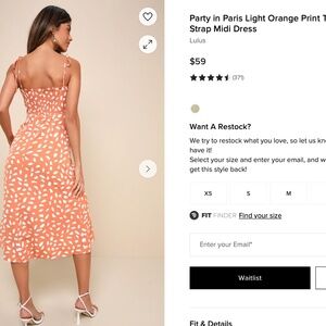 Lulu's Party in Paris Light Orange Print Tie-Strap Midi Dress